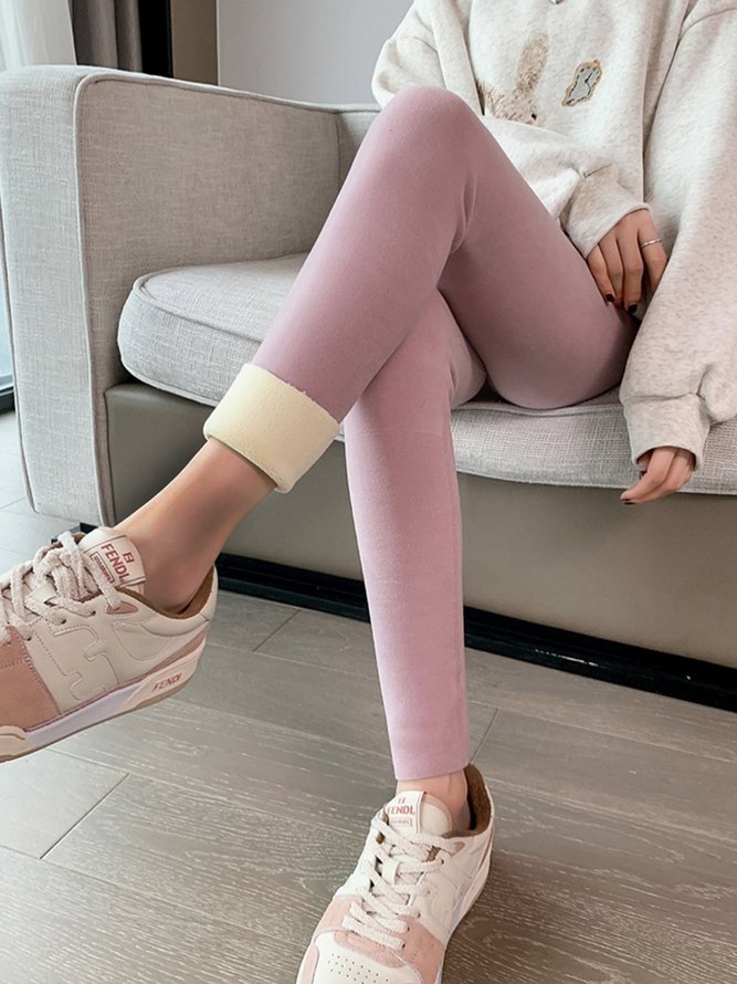 Lässig Fluff/Granular-Fleece-Stoff Katze Weit Leggings