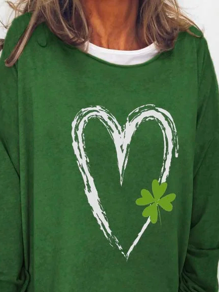 vierblättriges Kleeblatt Lässige St. Patricks Day Weit Rundhals T-Shirt