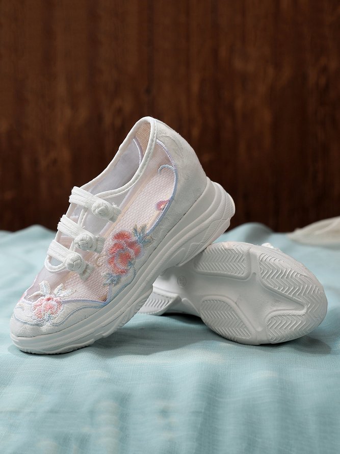 Atmungsaktiv Mesh Geblümt Stickerei Lässig Schuhe