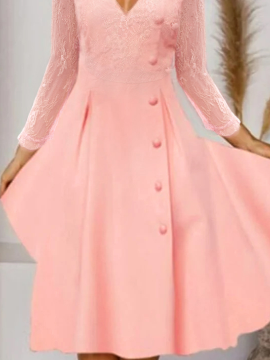 V-Ausschnitt Regelmäßige Passform Elegant Kleid