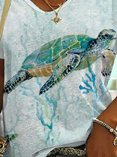 Sommer Ozean Schildkröte Design Lässig T-Shirt