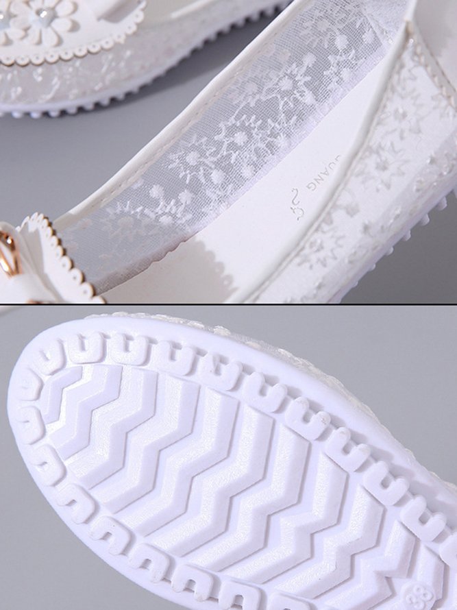 Elegant Abziehbilder Schleife Dekor Spitze Nahtverarbeitung Flach Schuhe