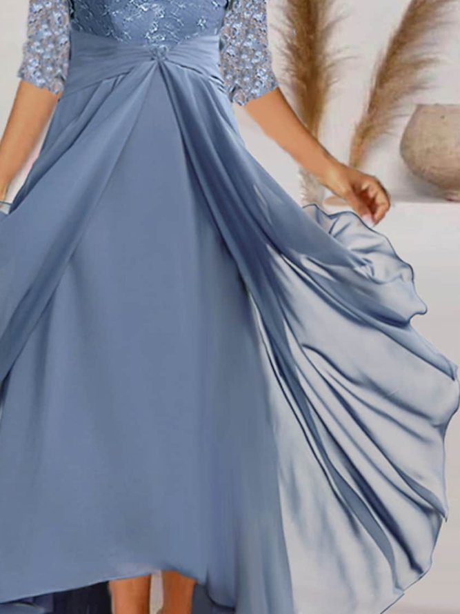 Spitze Elegant Spitze V-Ausschnitt Kleid