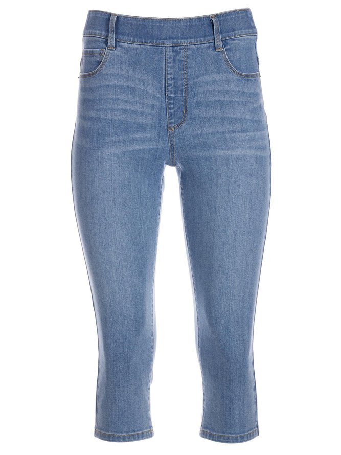 Lässig Unifarben Regelmäßige Passform Denim Jeans