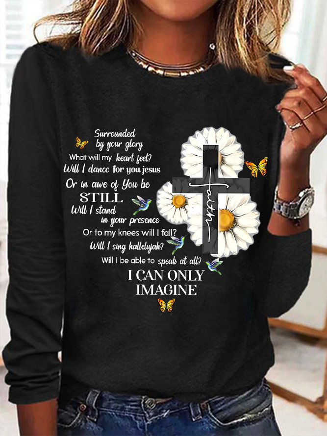Damen Mercyme I können nur Sich vorstellen Gänseblümchen Kreuz Christian Regelmäßige Passform Gänseblümchen Langarm Bluse