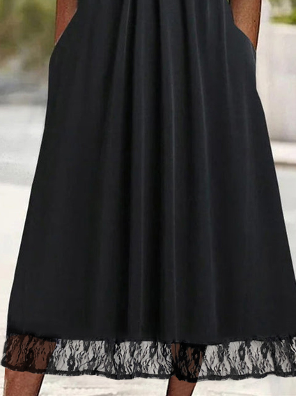 V-Ausschnitt Lässig Regelmäßige Passform Kleid