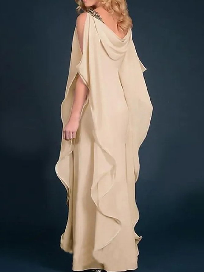Urban Rundhals Weit Chiffon Abendkleid