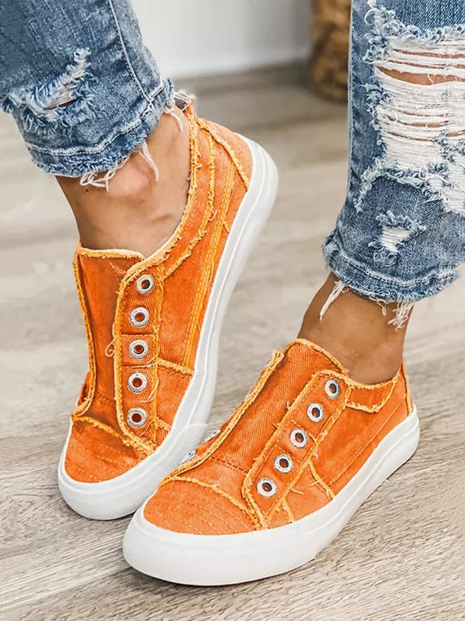 Damen Lässig Slip On Segeltuch Schuhe