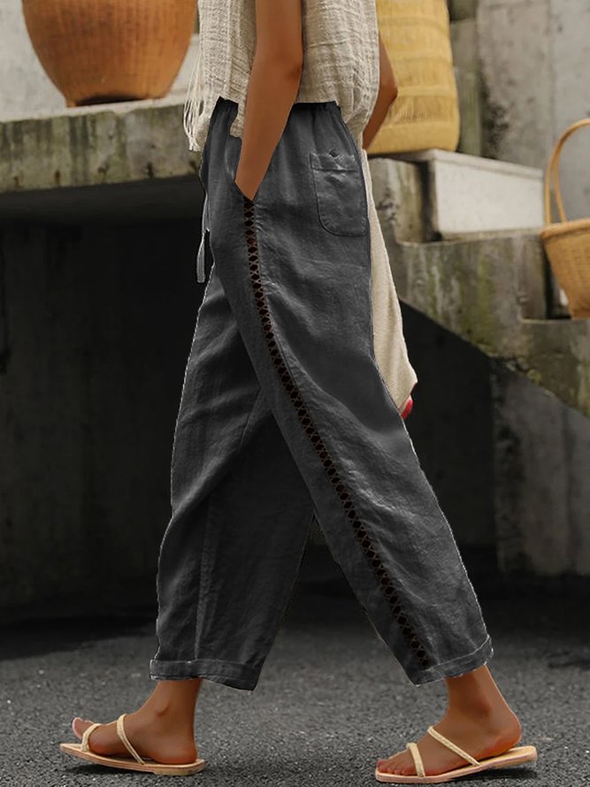 Weit Lässig Tunnelzug Unifarben Hose