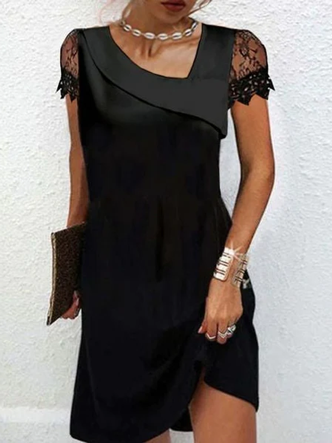 Urban Unifarben Gestrickt Asymmetrisch Kleid