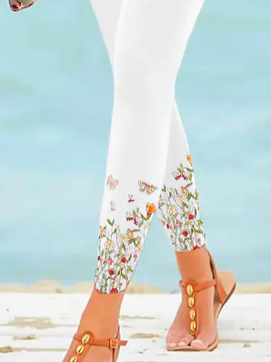 Urlaub Geblümt Weit Leggings