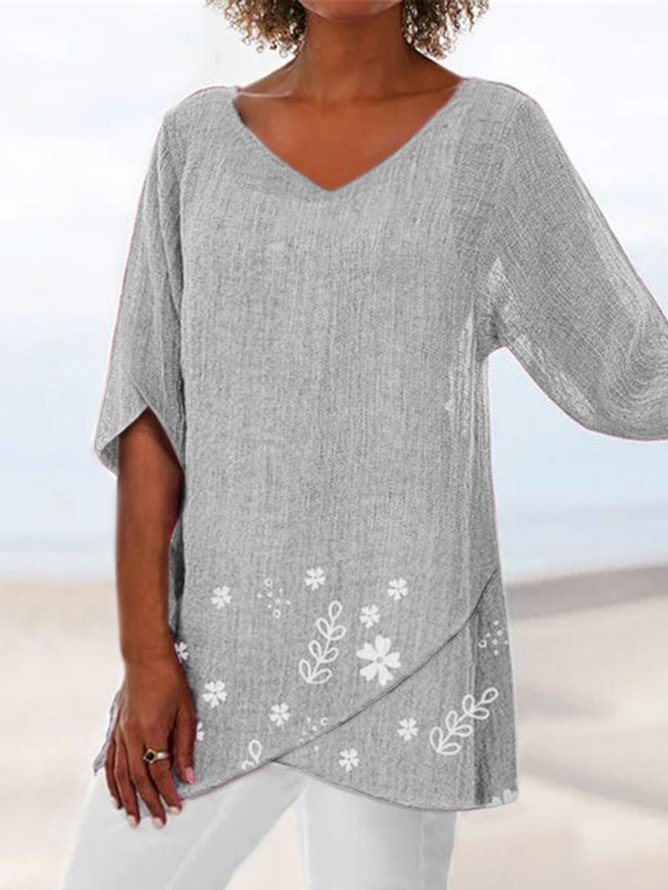 Große Größen Blumenmuster Sommer Bluse