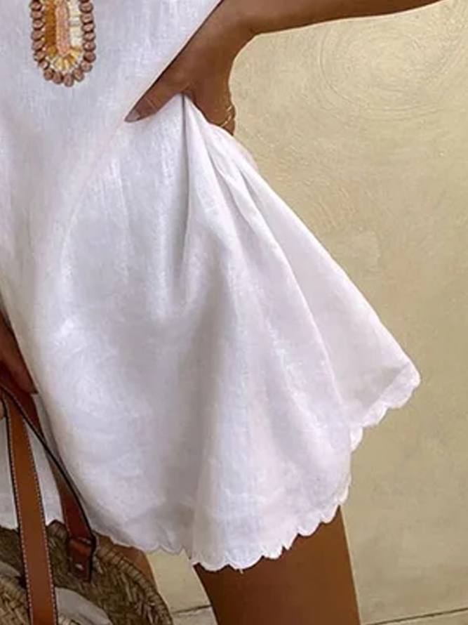Damen Retro Ethnisch Ärmellos Kleid
