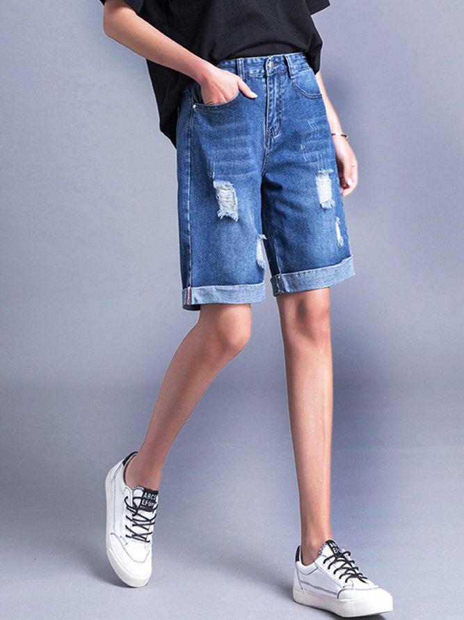 Weit Lässig Denim Denim Shorts