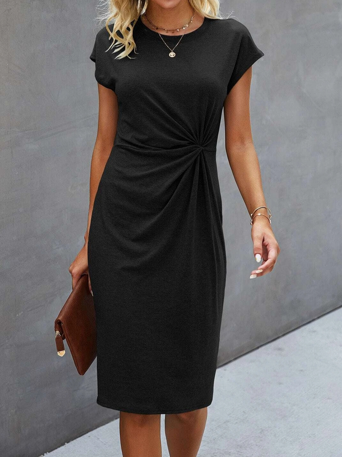 Rundhals Twist Unifarben Tailliert Kleid