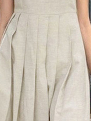 Weit Baumwolle Leinen Lässig Unifarben Kleid