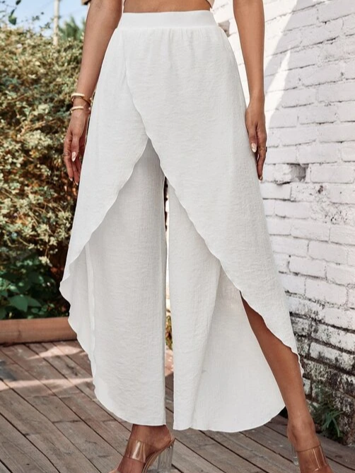 Lässig Weit Unifarben Hose