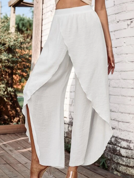 Lässig Weit Unifarben Hose