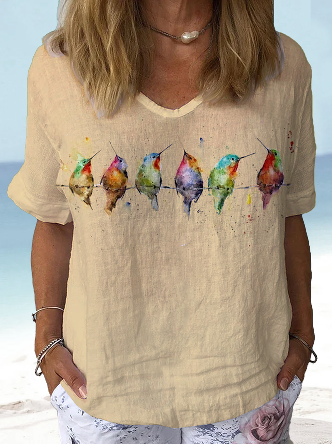Damen Aquarell Kolibri Print Salon Oberteile