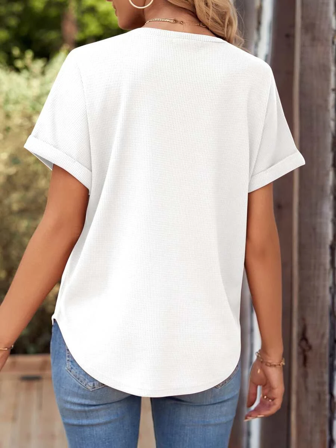 Rundhals Lässig Unifarben Unifarben Fledermausärmel T-Shirt