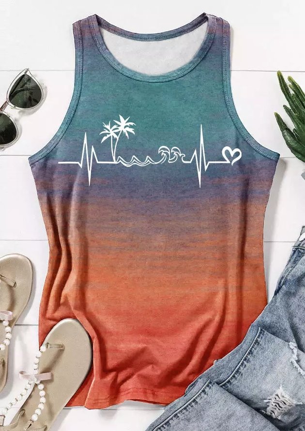 Lässig Neckholder Weit Farbverlauf Tanktop Oberteile