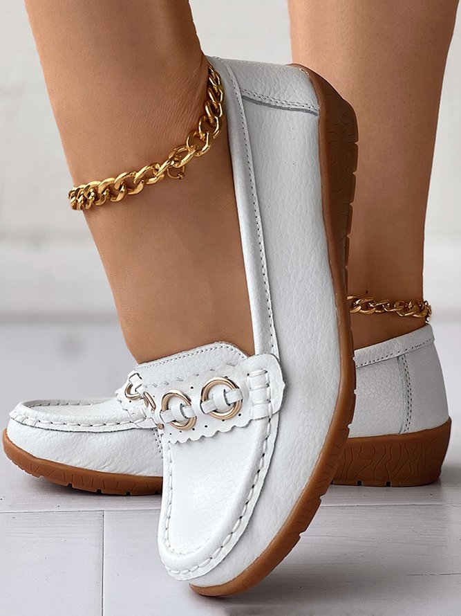 O-Ring Metall Dekor Bequem Sohle Spaltleder Lässig Halbschuhe