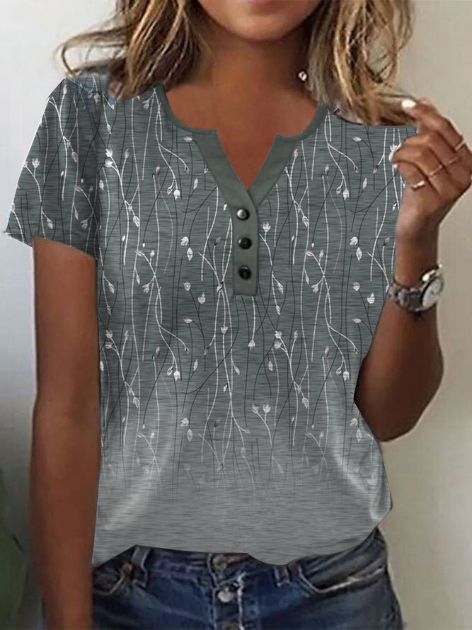 Lässig Geblümt Gestrickt Bluse