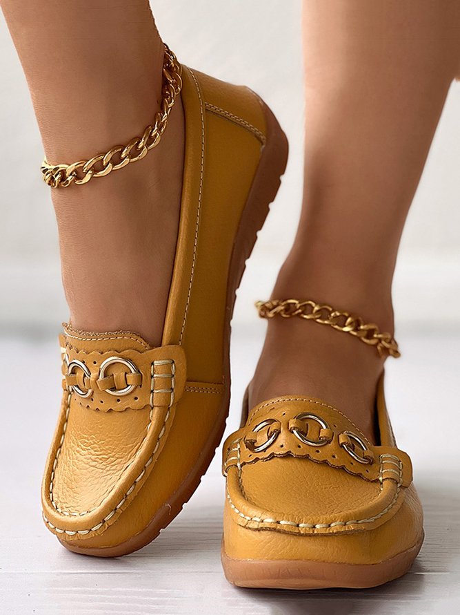 O-Ring Metall Dekor Bequem Sohle Spaltleder Lässig Halbschuhe