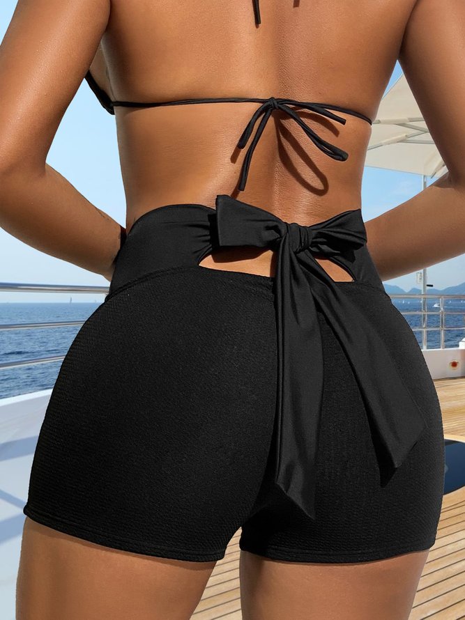 Urlaub Unifarben Ausgehöhlt Bikini Unterseite