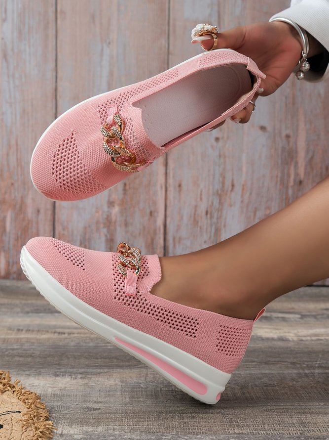 Damen Strass Kette Atmungsaktiv Slip-On Sneakers