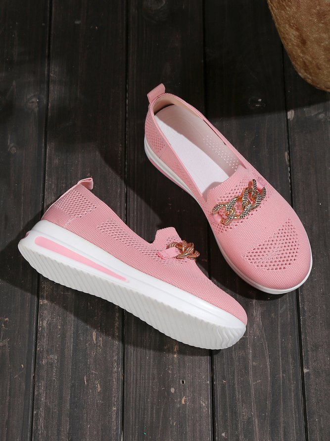 Damen Strass Kette Atmungsaktiv Slip-On Sneakers