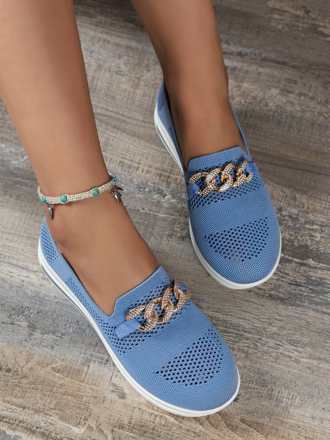 Damen Strass Kette Atmungsaktiv Slip-On Sneakers
