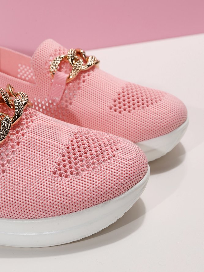 Damen Strass Kette Atmungsaktiv Slip-On Sneakers