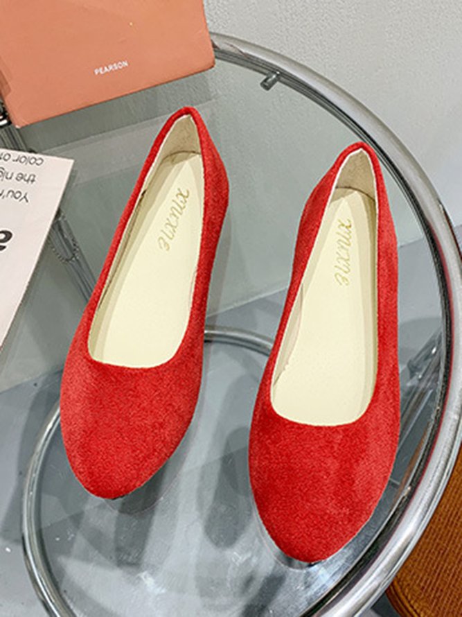 Mehrfarbig Auswahl Samt Einfach Flach Schuhe