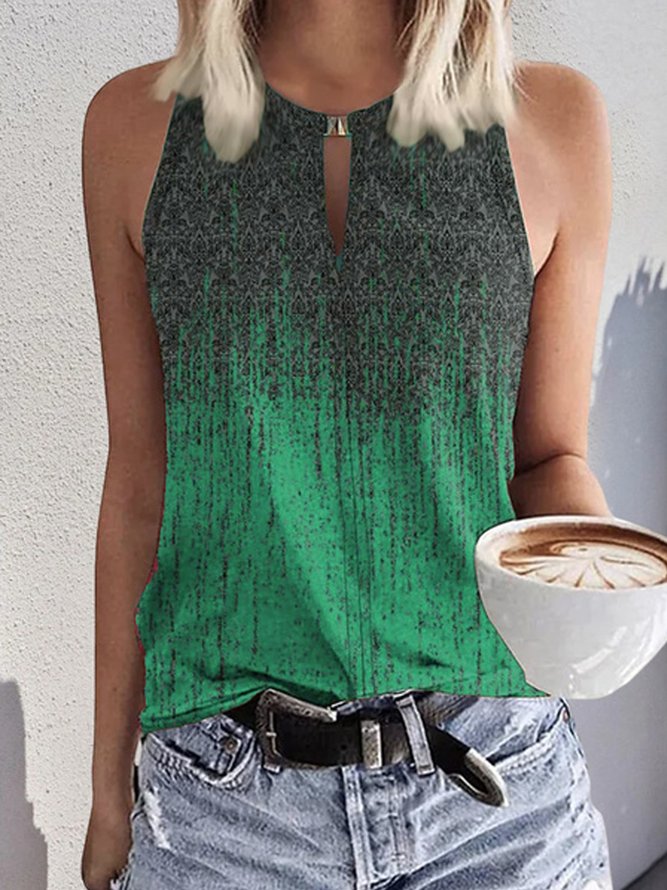 Weit Urlaub Ethnisch Rundhals Tanktop Oberteile