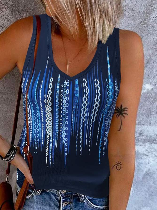 Farbverlauf V-Ausschnitt Fest Urlaub Tanktop Oberteile
