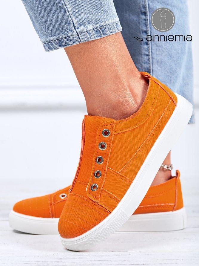 Damen Lässig Slip On Segeltuch Schuhe
