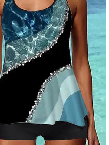 Lässig Abstrakt Print Rundhals Tankini
