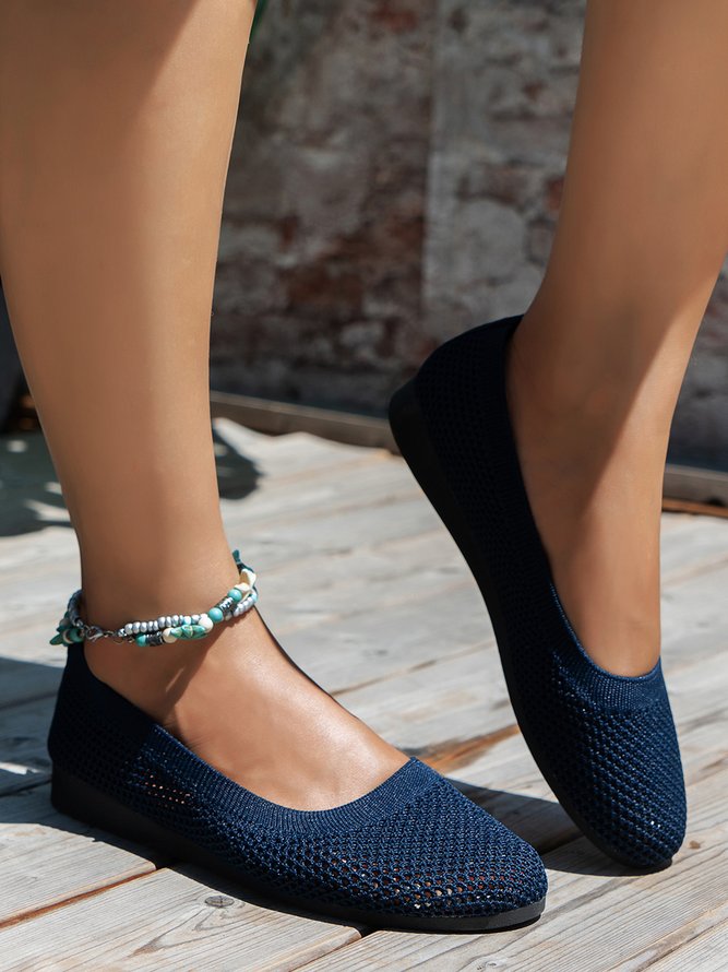 Damen Atmungsaktiv Ausgehöhlt Textil Lässig Flache Schuhe