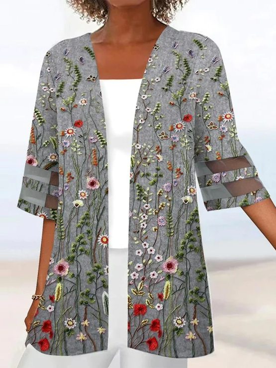 Damen Lässig Geblümt Sommer Polyester Normal Mikroelastizität Täglich Wickeln Regelmäßig Kimonos