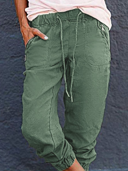 Lässig Baumwolle Unifarben Hose