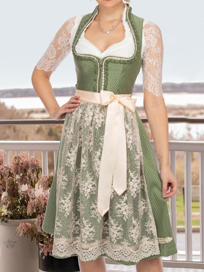 Dirndl Oktoberfest Elegant Spitze Polka Dots Kleid ohne die Bluse
