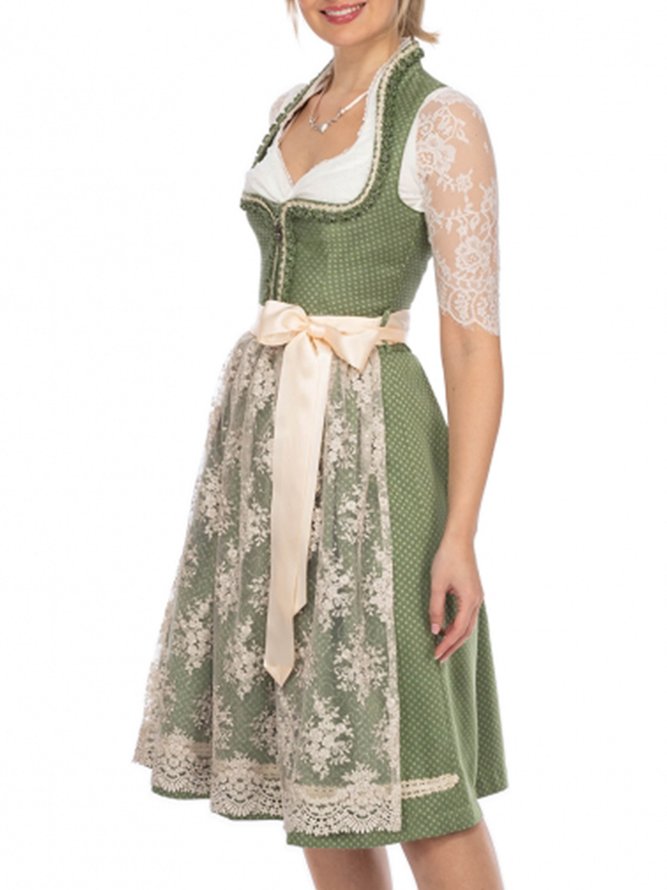 Dirndl Oktoberfest Elegant Spitze Polka Dots Kleid ohne die Bluse