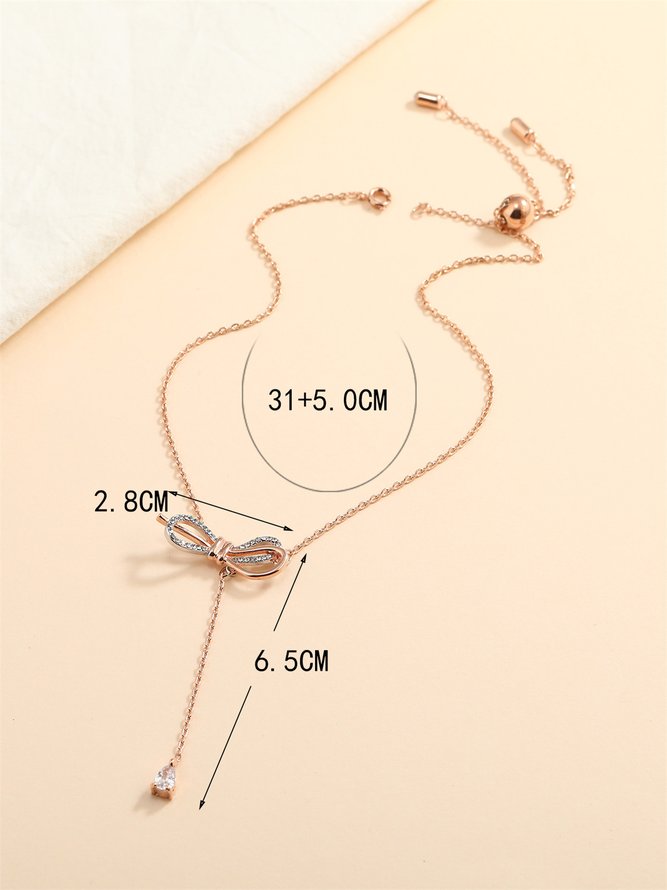 Strass Schleife Elegant Pendant Halskette
