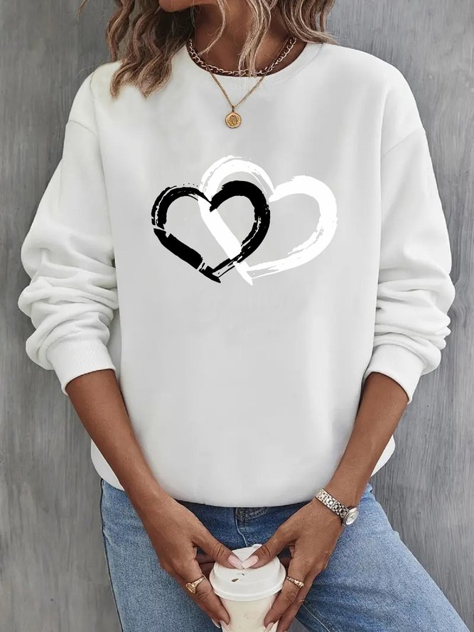 Herz/Herz Rundhals Lässig Sweatshirt