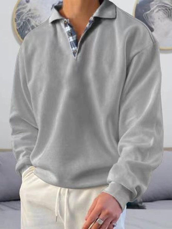 Lässig Kariert Schalkragen Sweatshirt
