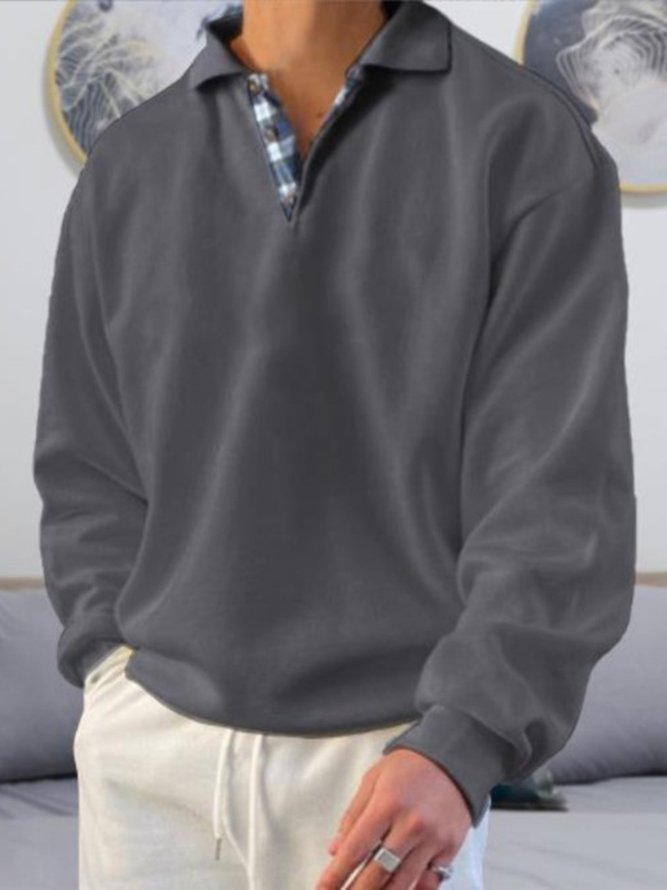 Lässig Kariert Schalkragen Sweatshirt
