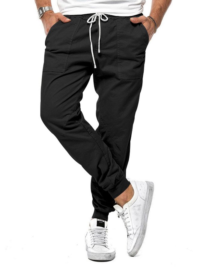 Lässig Unifarben Baumwollmischung Hose