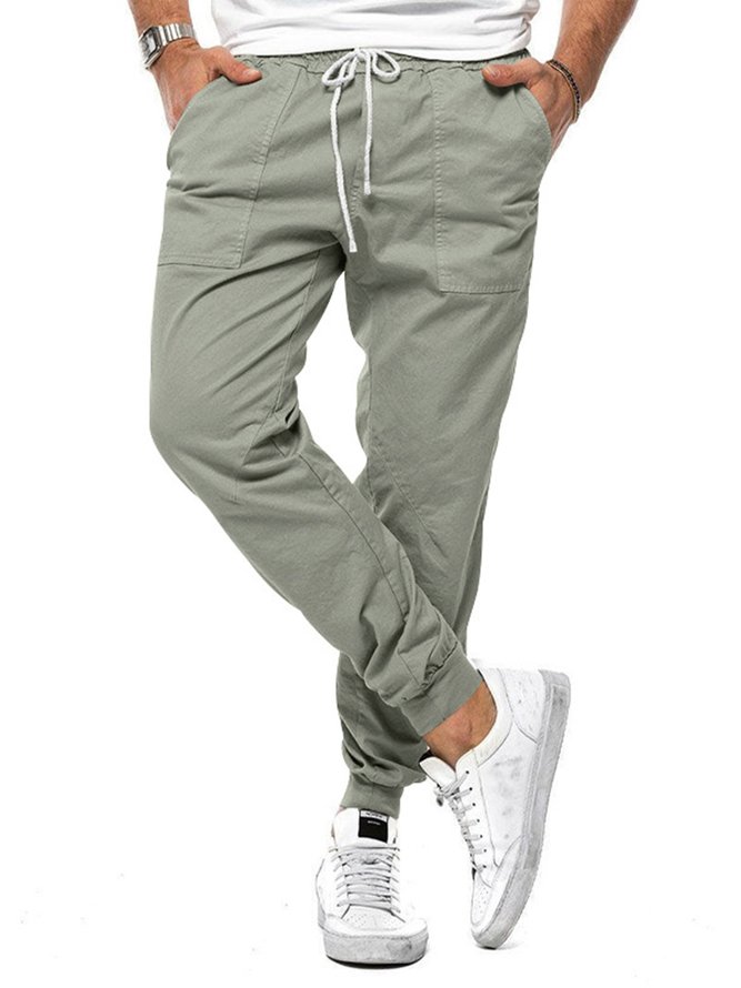 Lässig Unifarben Baumwollmischung Hose