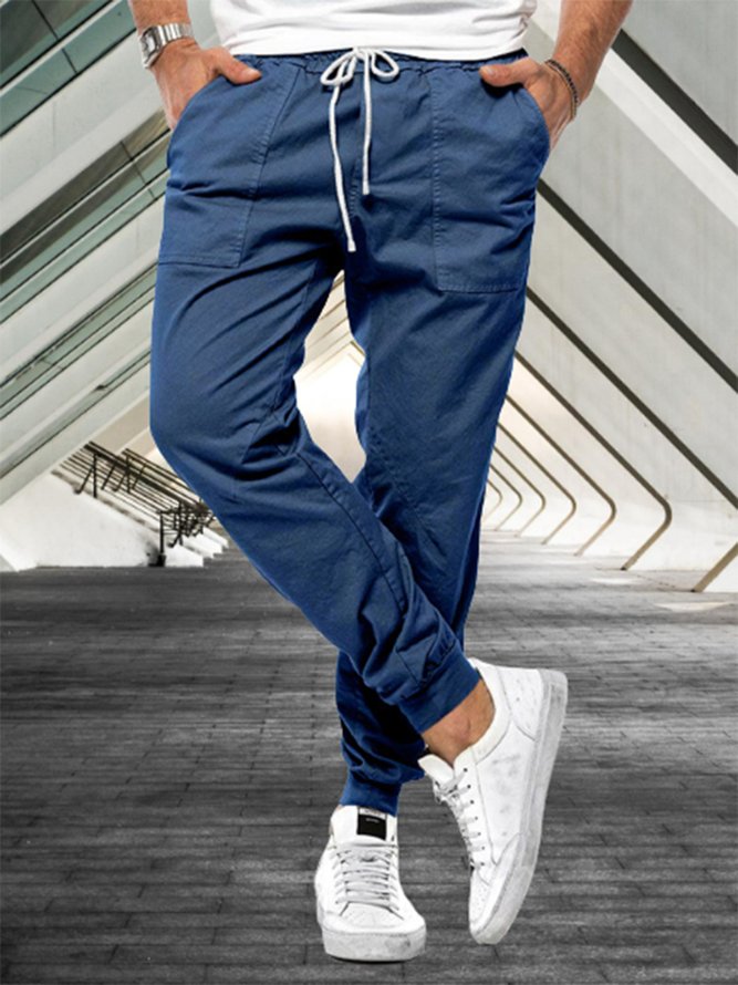 Lässig Unifarben Baumwollmischung Hose